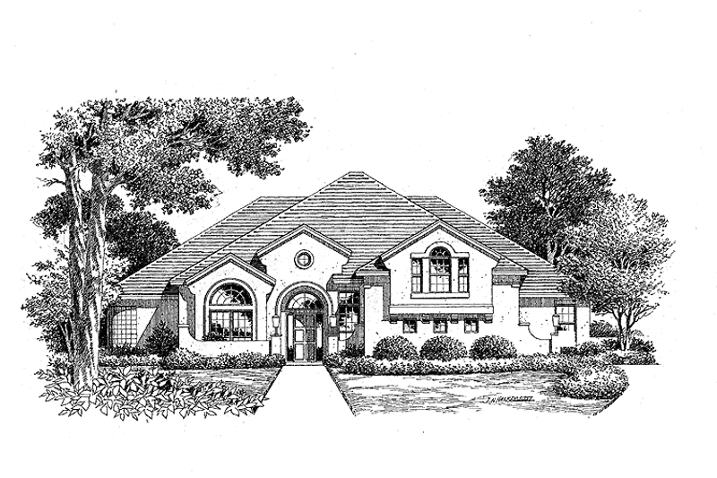 Dream House Plan - Mediterranean Exterior - Front Elevation Plan #999-54