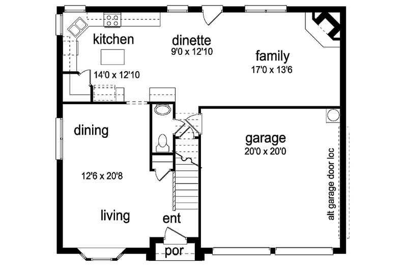 Home Plan - Floor Plan - Main Floor for Traditional House Plan #84-692 - 4 bed, 2.5 bath