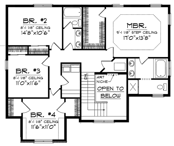 Home Plan - European Floor Plan - Upper Floor Plan #70-1401