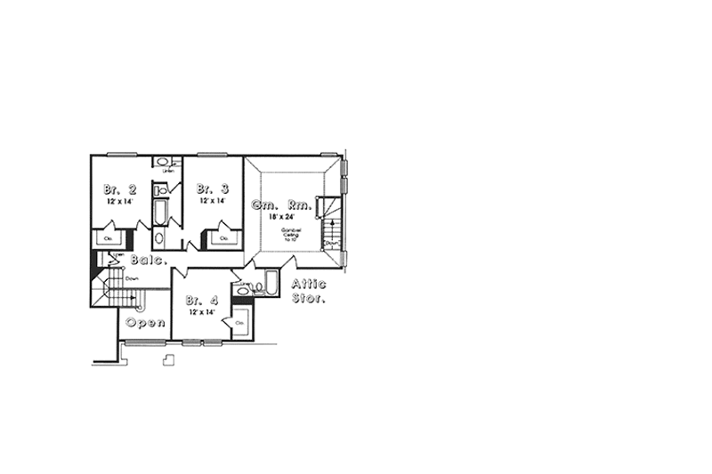 Home Plan - Floor Plan - Upper Floor for Country House Plan #974-9 - 4 bed, 3.5 bath