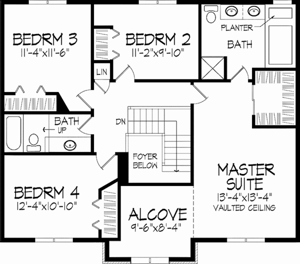 Architectural House Design - Colonial Floor Plan - Upper Floor Plan #51-925