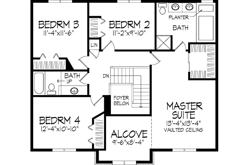 Home Plan - Floor Plan - Upper Floor for Colonial House Plan #51-925 - 4 bed, 2.5 bath