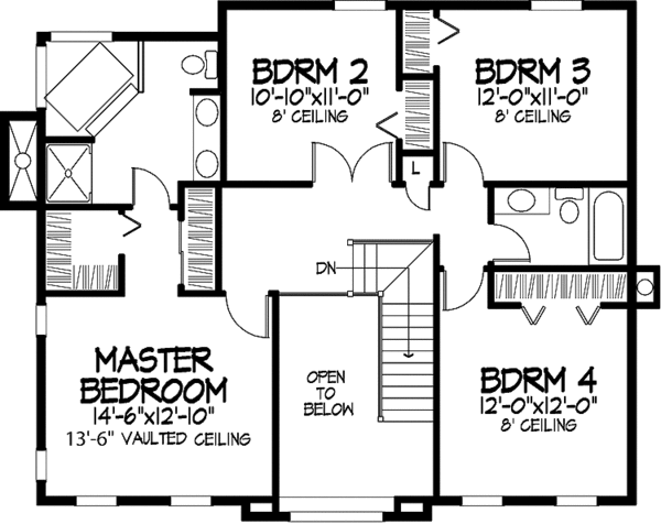 House Design - Classical Floor Plan - Upper Floor Plan #320-878