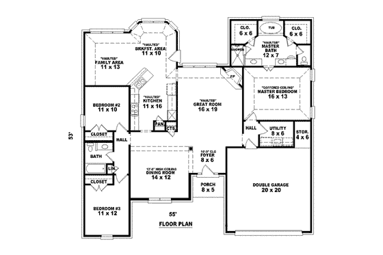 Floor Plan - Main Floor for European House Plan #81-1532 - 3 bed, 2 bath