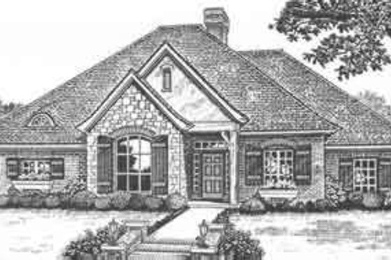 Exterior - Front Elevation for European House Plan #310-401 - 4 bed, 2.5 bath