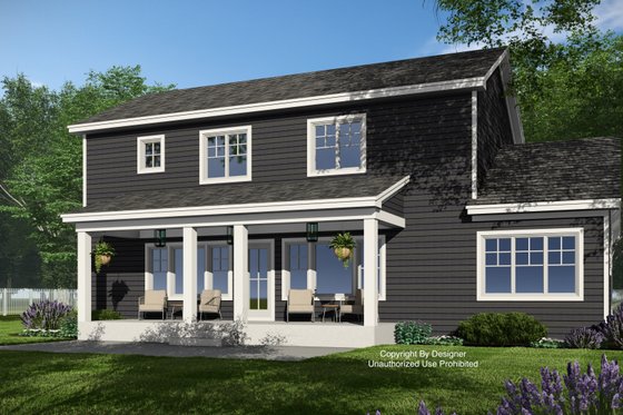 Exterior - Rear Elevation 1 for Bungalow House Plan #51-1384 - 4 bed, 3.5 bath