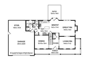 Floor Plan - Main Floor for Colonial House Plan #1010-152 - 4 bed, 2.5 bath