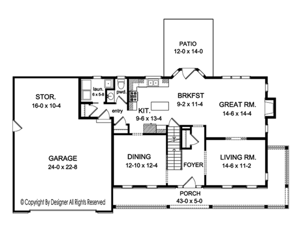 House Design - Colonial Floor Plan - Main Floor Plan #1010-152