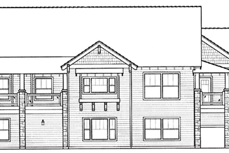 House Blueprint - Exterior - Rear Elevation for Craftsman House Plan #1037-18 - 4 bed, 3 bath
