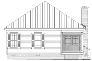 Exterior - Rear Elevation for Country House Plan #137-365 - 3 bed, 2 bath