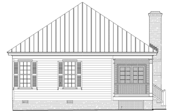 Exterior - Rear Elevation for Country House Plan #137-365 - 3 bed, 2 bath