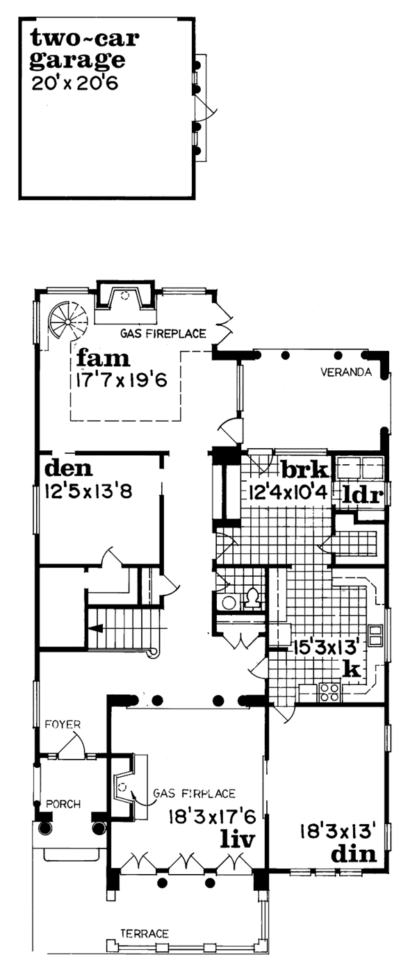 Architectural House Design - Mediterranean Floor Plan - Main Floor Plan #47-1050