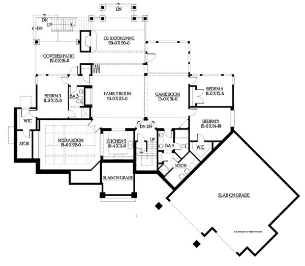 Dream House Plan - Craftsman Floor Plan - Lower Floor Plan #132-561