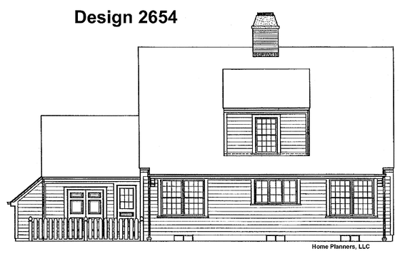 Exterior - Rear Elevation for Colonial House Plan #72-682 - 3 bed, 2.5 bath
