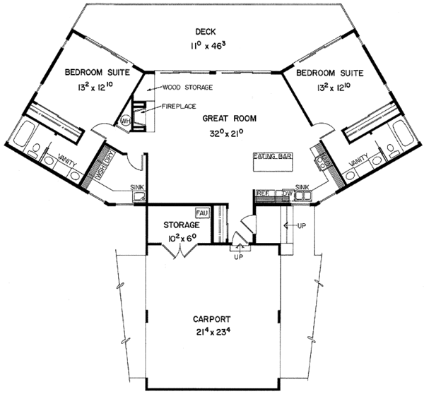 Home Plan - Contemporary Floor Plan - Main Floor Plan #60-696