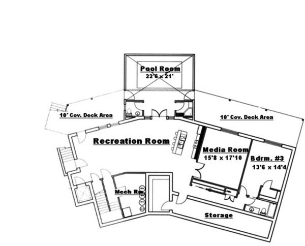 Architectural House Design - Traditional Floor Plan - Lower Floor Plan #117-831