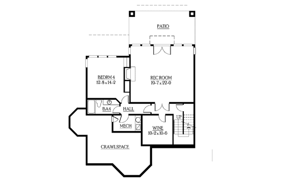 Floor Plan - Lower Floor for Craftsman House Plan #132-485 - 4 bed, 4.5 bath
