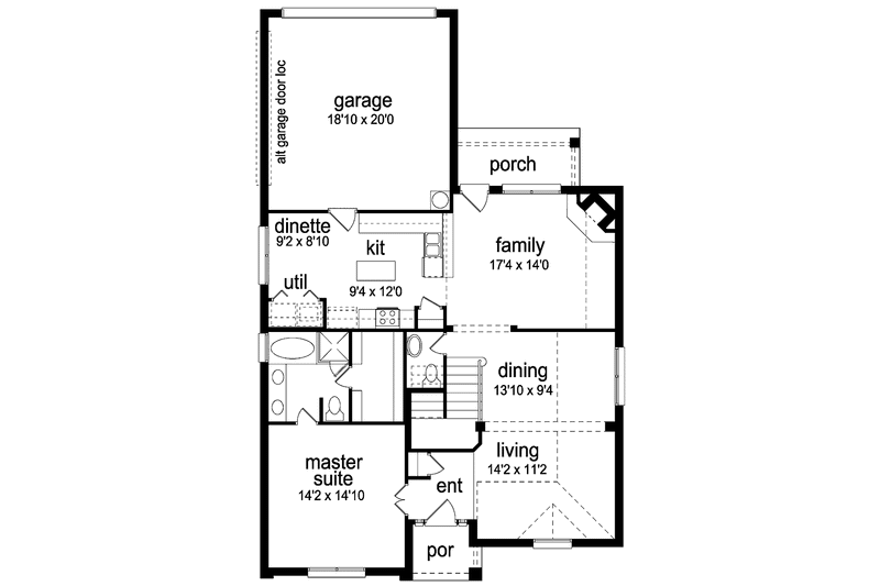 Home Plan - Floor Plan - Main Floor for Traditional House Plan #84-756 - 4 bed, 2.5 bath