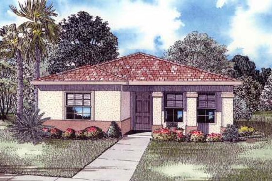 Exterior - Front Elevation for Mediterranean House Plan #420-109 - 3 bed, 2.5 bath