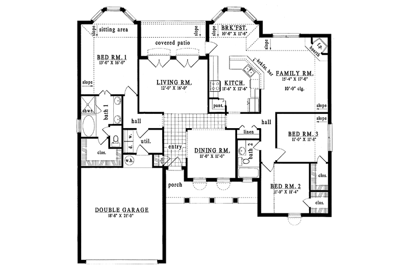Dream House Plan - Floor Plan - Main Floor for Colonial House Plan #42-559 - 3 bed, 2.5 bath
