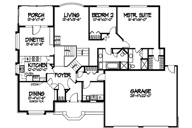Dream House Plan - Floor Plan - Main Floor for Bungalow House Plan #51-794 - 4 bed, 2.5 bath