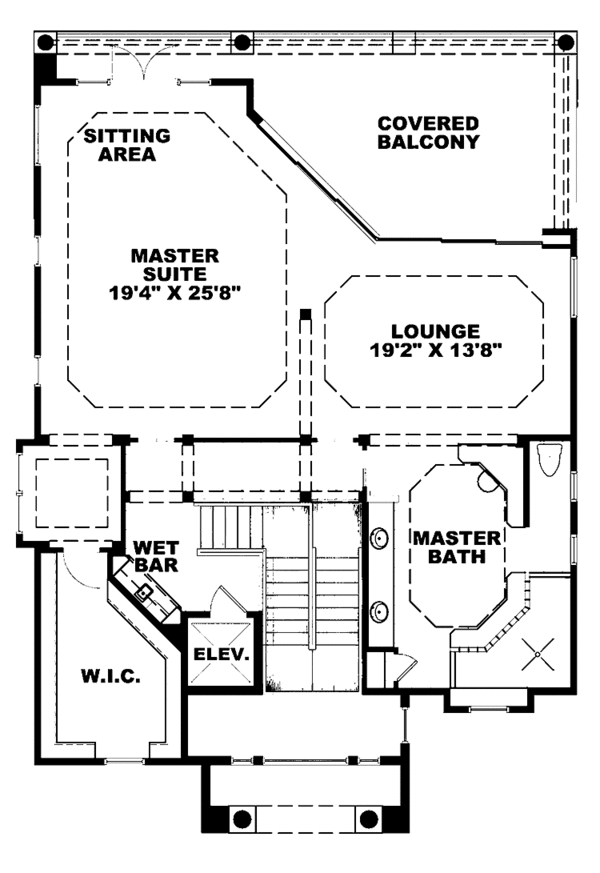 Architectural House Design - Mediterranean Floor Plan - Upper Floor Plan #1017-95