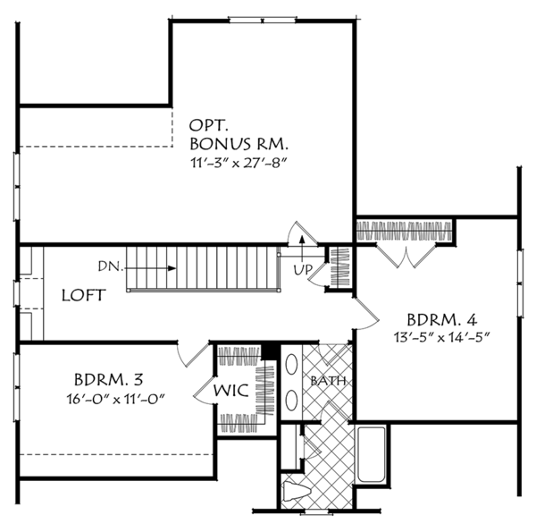 Traditional Floor Plan - Upper Floor Plan #927-971
