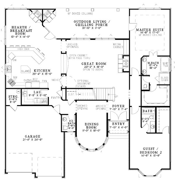 House Plan Design - European Floor Plan - Main Floor Plan #17-3278