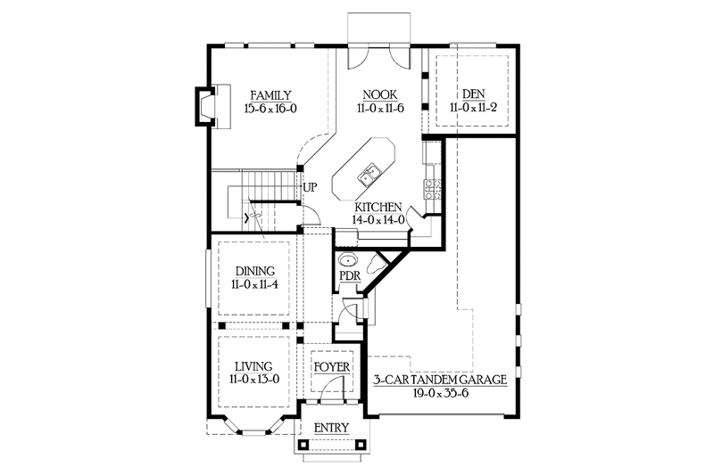 Home Plan - Floor Plan - Main Floor for Craftsman House Plan #132-268 - 3 bed, 2.5 bath