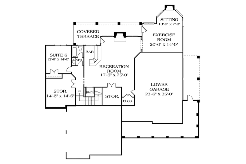 Dream House Plan - Floor Plan - Lower Floor for Colonial House Plan #453-246 - 6 bed, 4 bath