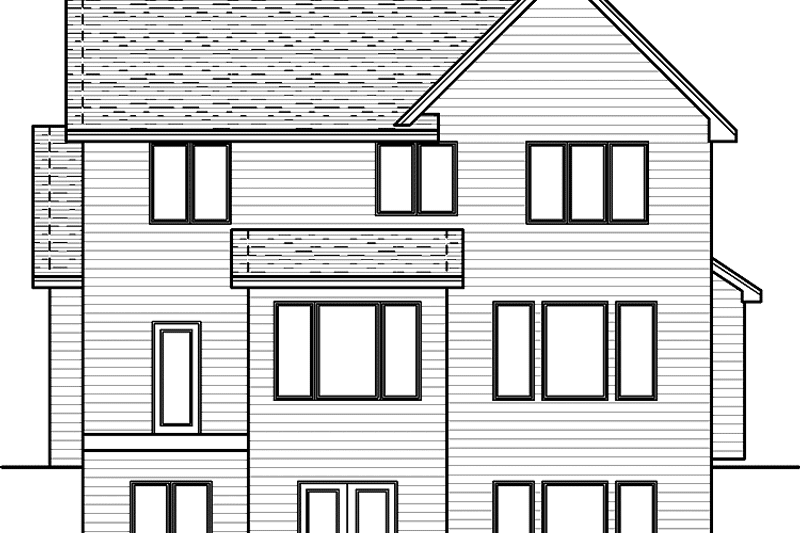Home Plan - Exterior - Rear Elevation for European House Plan #51-607 - 3 bed, 2.5 bath