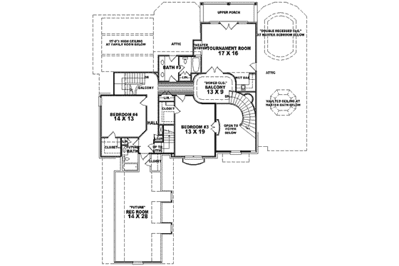 Floor Plan - Upper Floor for European House Plan #81-639 - 3 bed, 3 bath