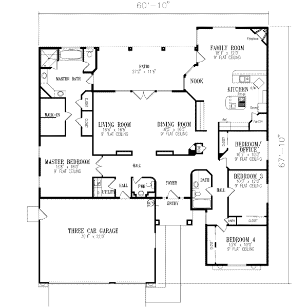 Mediterranean Floor Plan - Main Floor Plan #1-614