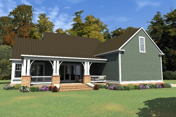 Exterior - Rear Elevation for Bungalow House Plan #63-404 - 4 bed, 3 bath