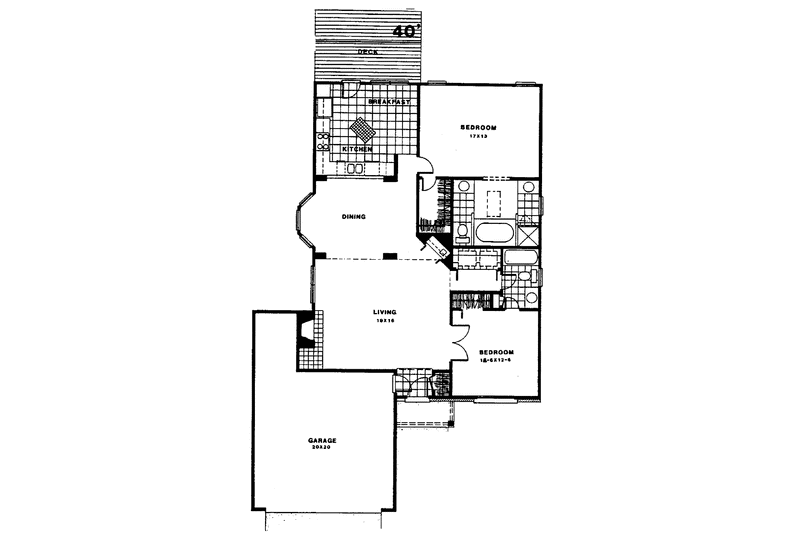 Dream House Plan - Floor Plan - Main Floor for Ranch House Plan #30-315 - 3 bed, 2 bath