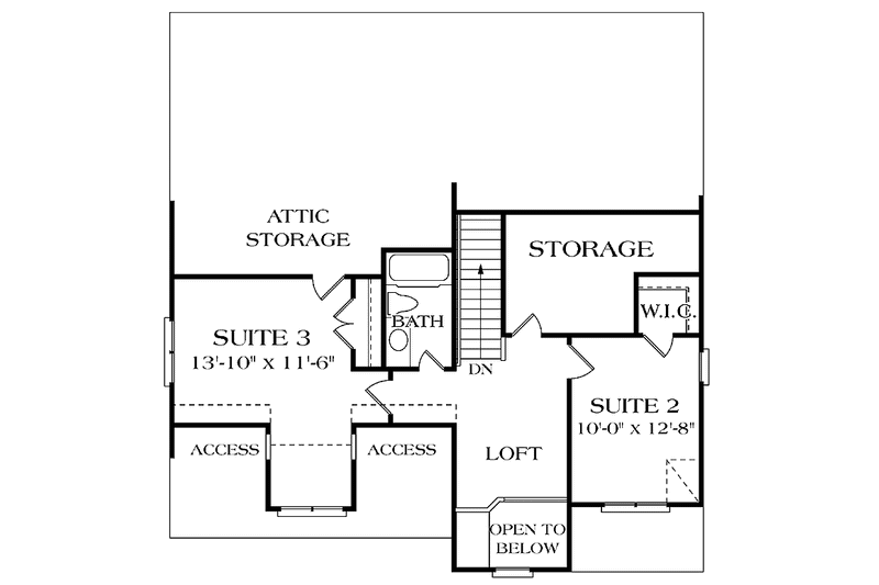 Dream House Plan - Floor Plan - Upper Floor for Craftsman House Plan #453-268 - 3 bed, 2.5 bath