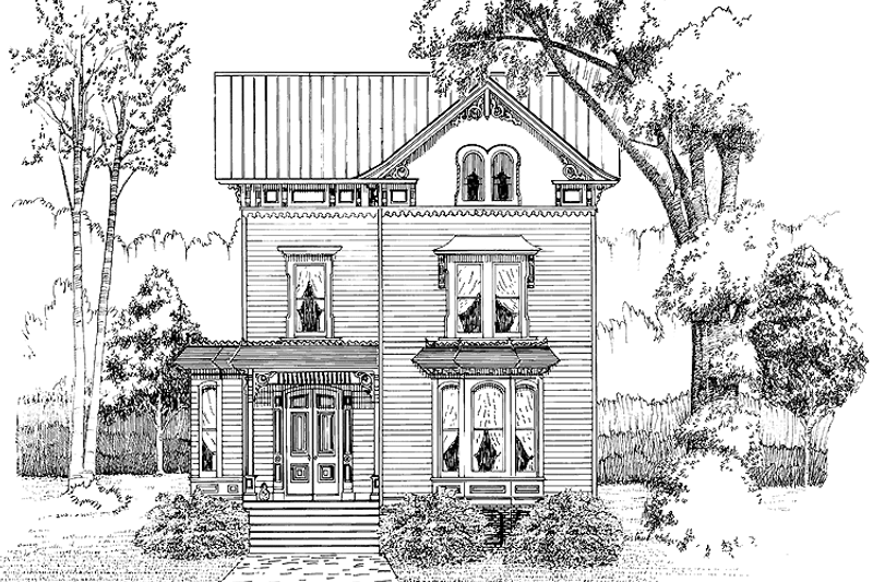 Architectural House Design - Victorian Exterior - Front Elevation Plan #1014-17