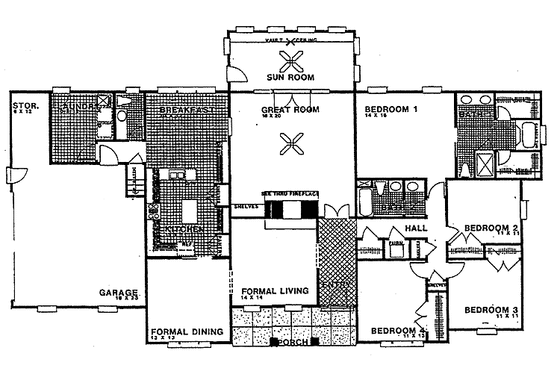 Floor Plan - Main Floor for European House Plan #30-261 - 4 bed, 2.5 bath
