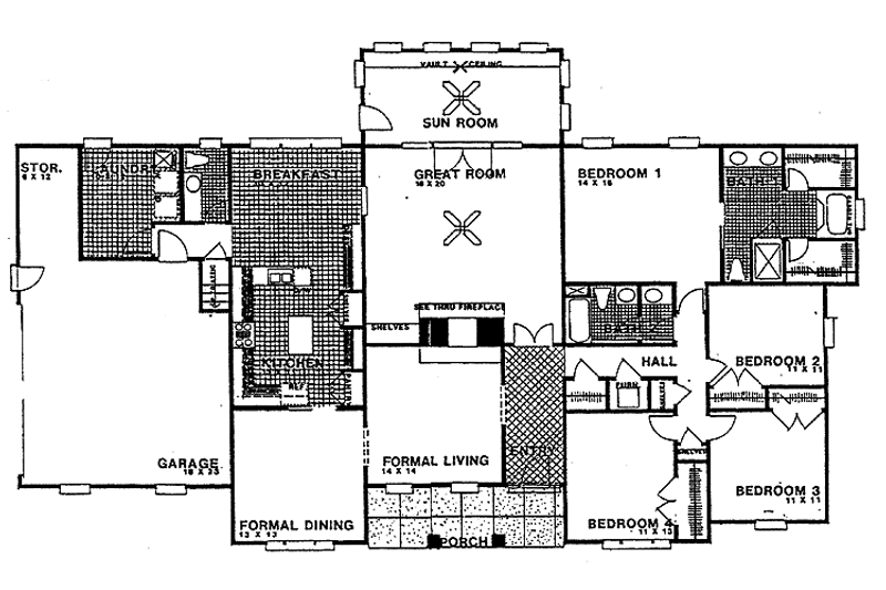 Home Plan - Floor Plan - Main Floor for European House Plan #30-261 - 4 bed, 2.5 bath