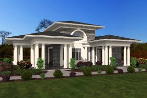 Exterior - Front Elevation for Classical House Plan #132-224, 1 bath