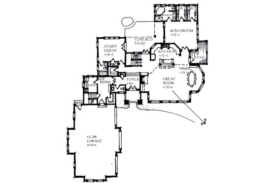 Floor Plan - Main Floor for Craftsman House Plan #921-25 - 4 bed, 4 bath