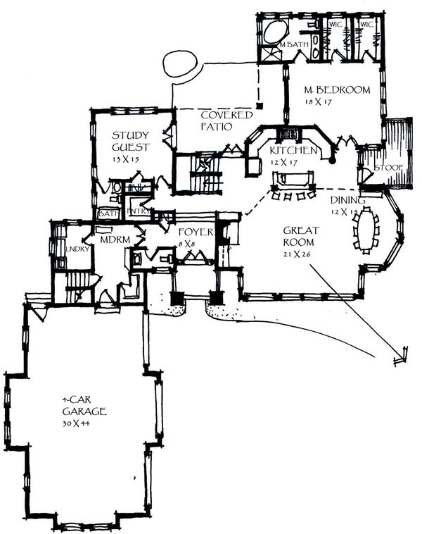 Craftsman Floor Plan - Main Floor Plan #921-25