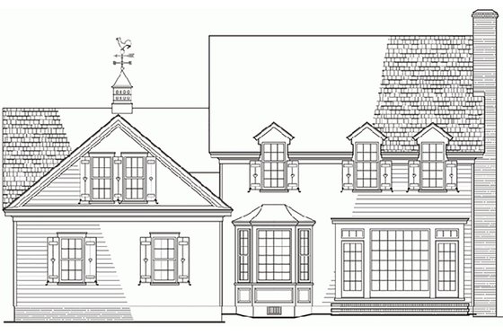 Exterior - Rear Elevation for Country House Plan #137-115 - 4 bed, 3 bath