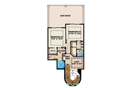 Floor Plan - Upper Floor for Mediterranean House Plan #27-561 - 4 bed, 4.5 bath
