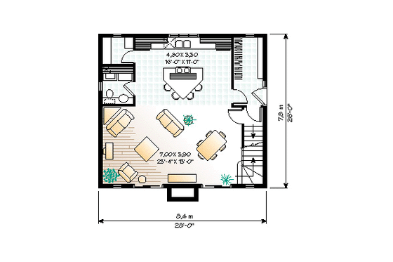 Floor Plan - Main Floor for Modern House Plan #23-2029 - 1 bed, 1.5 bath