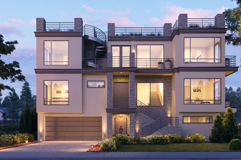 Architectural House Design - Modern Exterior - Front Elevation Plan #1066-105