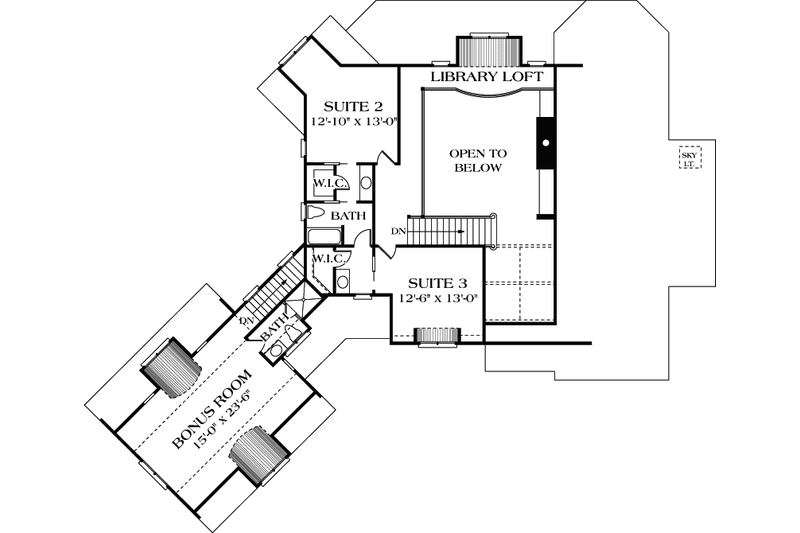 Architectural House Design - Floor Plan - Upper Floor for European House Plan #453-36 - 3 bed, 3.5 bath