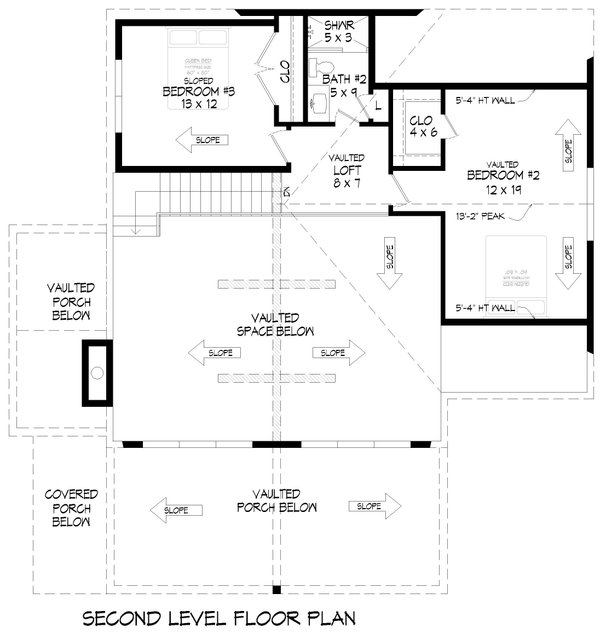 Country Floor Plan - Upper Floor Plan #932-1254