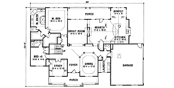 Traditional Floor Plan - Main Floor Plan #67-202