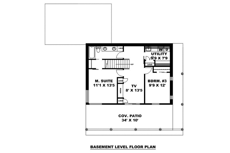 Architectural House Design - Floor Plan - Lower Floor for Contemporary House Plan #117-1043 - 3 bed, 2 bath